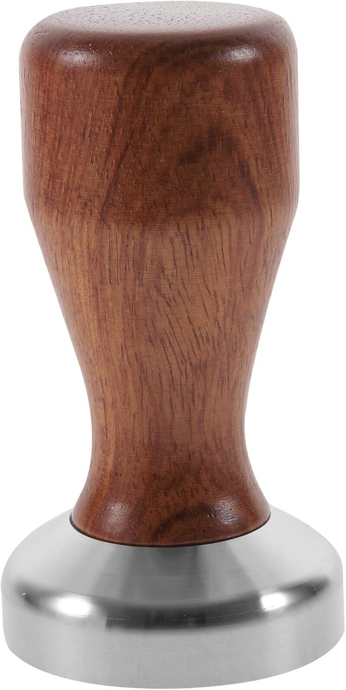Stainless Steel Coffee Tamper with Wood Handle Flat Base Heavy-duty Espresso Powder Press Tool for Home Use Coffee Making
