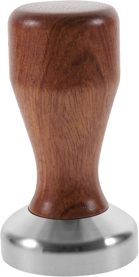 Stainless Steel Coffee Tamper with Wood Handle Flat Base Heavy-duty Espresso Powder Press Tool for Home Use Coffee Making