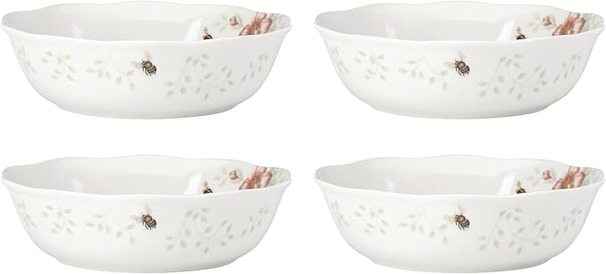 Lenox Butterfly Meadow Soup Bowls Set of 4, Service For 4, Dishwasher Safe, 32-Fl Oz Capacity, 7.75-Inch Diameter, 4-Piece Soup Bowl Set by Lenox