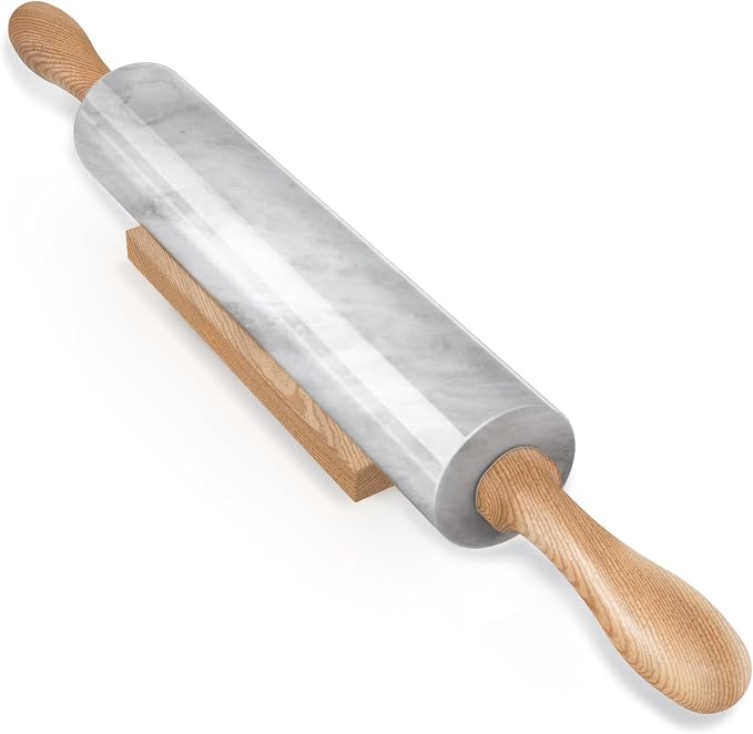 Marble Rolling Pin, Non-Stick African Stone Polished Dough Roller, Pasta, Dumpling, Ravioli, Fondant, Pie Crust, Kitchen Baking Pastry Tools by Koville