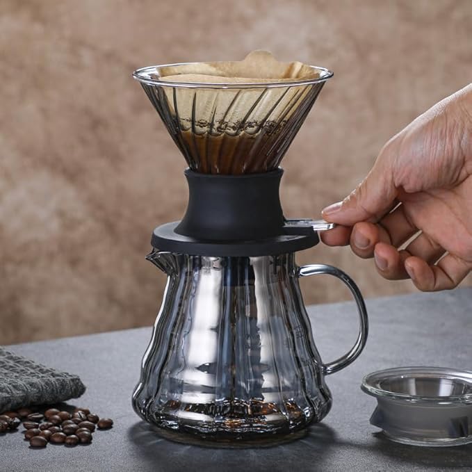 BeeCa Clever Coffee Dripper｜One-Touch Switch Control｜French Press Soak & Fast Release｜Borosilicate Glass+BPA-Free｜Easy Clean Hybrid System for Beginners