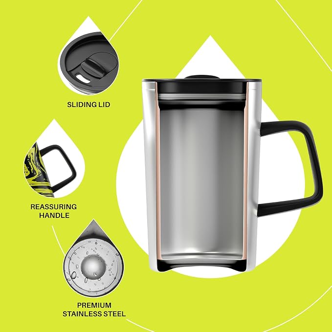 Ideus 16 oz Insulated Stainless Steel Coffee Mug with Lid, Yellow Zebra | Perfect for home, office, or daily use| Easy to clean wide mouth| Sweat-proof| On the go - Image 3