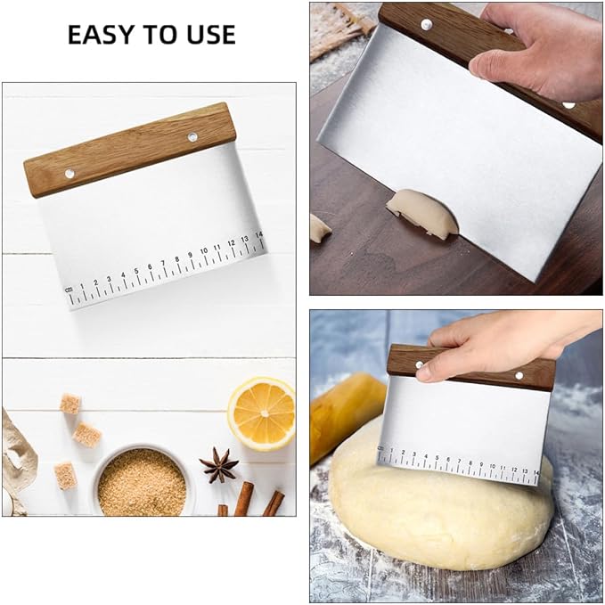 Dough Scraper Smooth Surface Baking Tool 2 Pcs Stainless Steel with Measurement Scale and Comfortable Handle Dough Cutter Random Color for Bread and Pastry Baking - Image 7