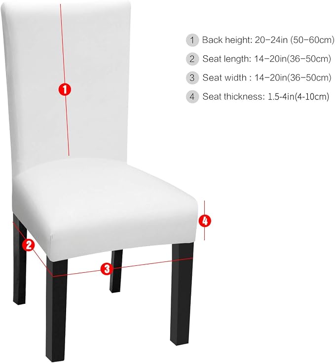 Fuloon 4 Pack Super Fit Stretch Removable Washable Short Dining Chair Protector Cover Seat Slipcover for Hotel, Dining Room, Ceremony, Banquet Wedding Party | Solid White, Set of 4, Super Fit, Stretch, Removable, Washable, Suits for Hotel, Dining Room,... - Image 2