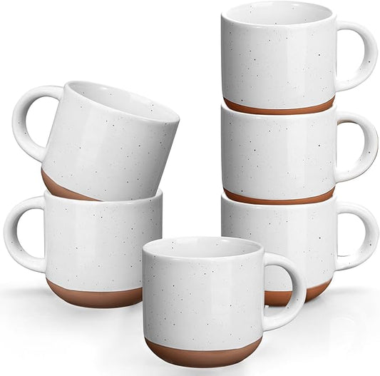 Gencywe Ceramic Mini Espresso Cups Set of 6, 5 oz Espresso Mugs with Handle, Porcelain Coffee Mugs Demitasse Cups, White Espresso Cups, Microwave Dishwasher Safe Suit for Espresso Machine by Gencywe