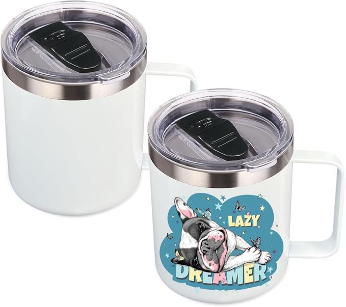 Volhoply 14oz sublimation Insulated Stainless Steel Coffee Mug with Lid Bulk 2 Pack,Double Wall Vacuum Travel Coffee Cup with Handle,Reusable Metal Cups Tumbler,Camping Mugs Keep Hot(Sublimation,2) by LiveFully%EF%BC%8CDrinkFreely%E2%80%94KeepGoingwithVolhoply%EF%BC%81