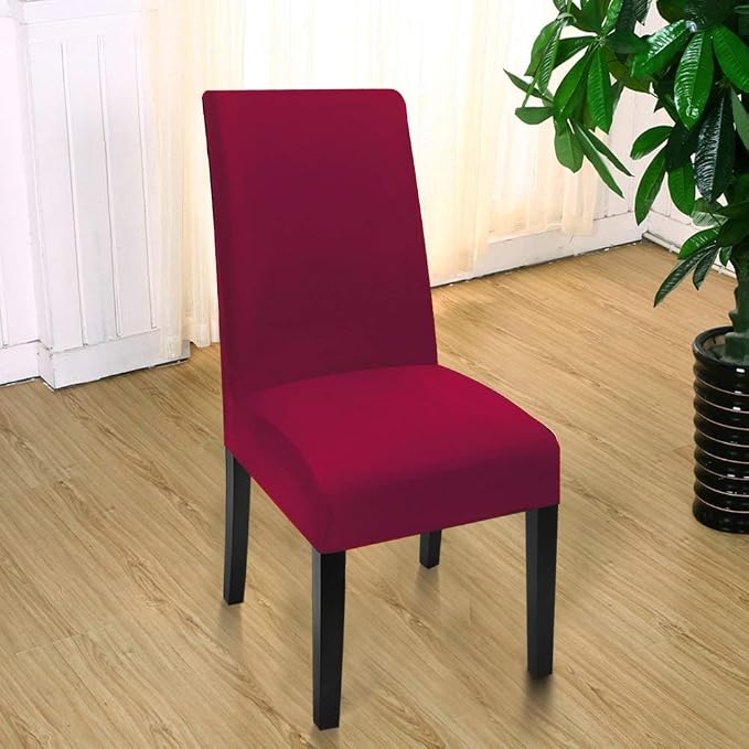 Fuloon 4 Pack Super Fit Stretch Removable Washable Short Dining Chair Protector Cover Seat Slipcover for Hotel, Dining Room, Ceremony, Banquet Wedding Party | Solid Burgundy, Set of 4, Super Fit, Stretch, Removable, Washable, Suits for Hotel, Dining Ro... - Image 6