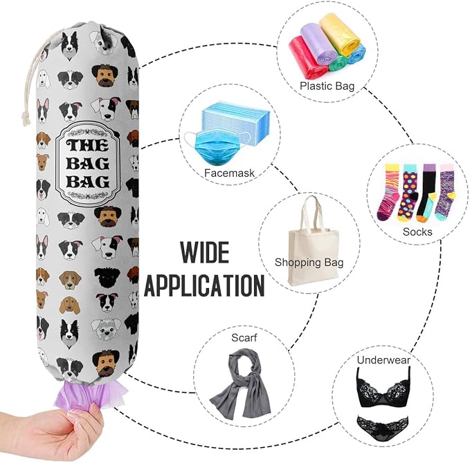 Grocery Bags Holder Organizer For Shopping Bags, Wall Mount Plastic Bags Storage Container Dispensers, Pet Lovers Home Kitchen Bags, The Bag Bag Grocery Bag Holder, Gifts For Women Dog Mom Dad (G-9) - Image 4