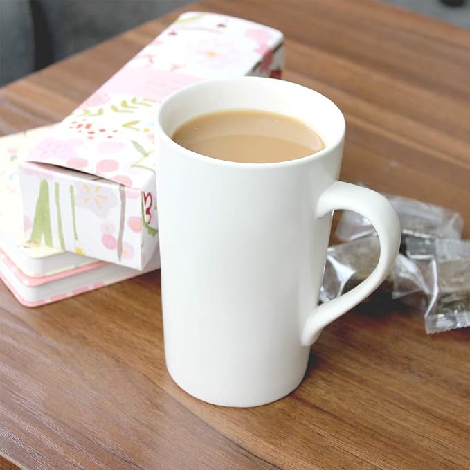 2 Pack 20 OZ Coffee Cup Simple Pure White Ceramic Cup Plain Large Tall White Ceramic Milk Tea Coffee Mug with Handle - Image 4