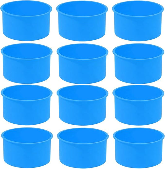 12pcs Silicone Cake Mold Baking Round Cake Molds 4 Inch Non-Stick Baking Pan Kitchen Silicone Cake Molds for Baking (Blue, 4inch)