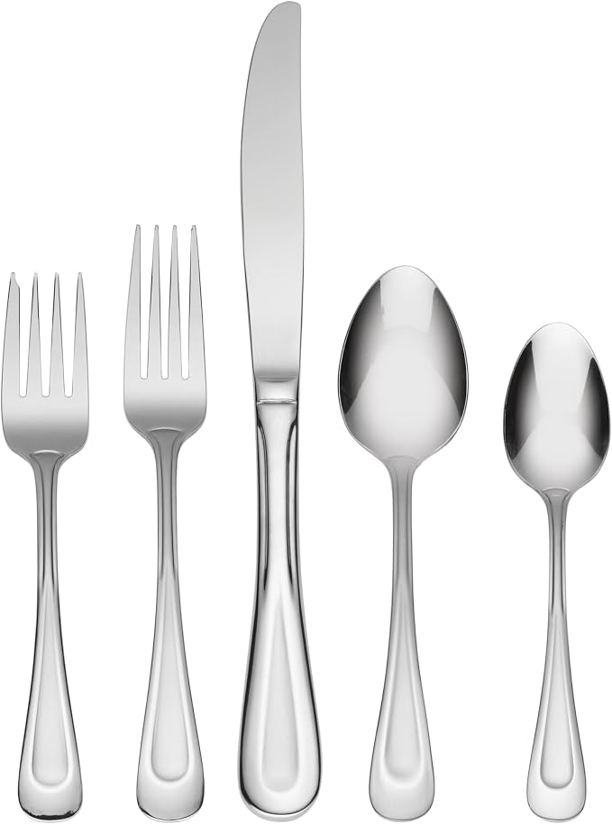 Oneida Satin Sand Dune 20-Piece 18/0 Silverware Set for 4, Flatware | sandblasted finish, dishwasher safe | includes knives, forks, and spoons | heavy duty, cutlery set for kitchen and dining by Oneida
