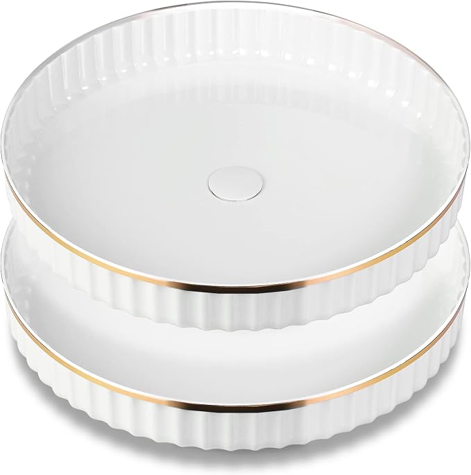 Amolliar Fluted Lazy Susan Organizer, Turntable Organizer-White 10" 2 Pack | Lazy Susan for Cabinet Fridge, Pantry Organizer, Spice Rack Condiment Organizer for Kitchen, Countertop Bathroom Vanity Tray by Amolliar