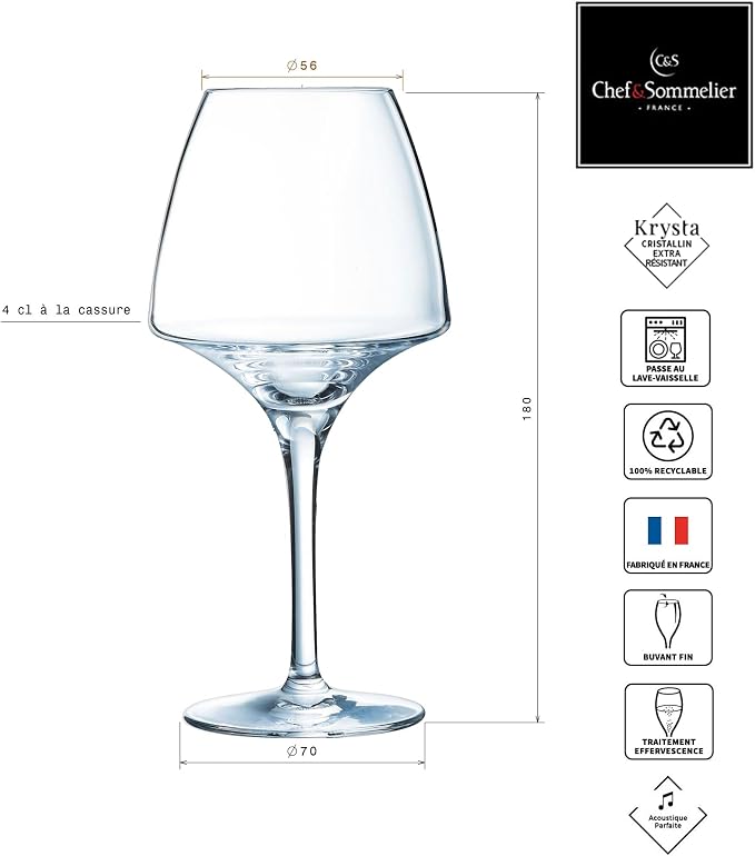 Chef et Sommelier Open Up Collection Set of 6 Crystal Wine Glasses 32cl Protasting Ideal Tasting Modern and Elegant Made in France Transparent - Image 8