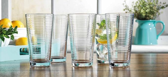 Glaver's Drinking Glasses Set of 10 Highball Glass Cups, Premium Quality 17 Oz. Coolers, Ribbed Glassware. Ideal for Water, Juice, Cocktails, and Iced Tea. Dishwasher Safe. - Image 9