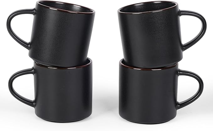 famiware Coffee Mugs Set of 4, Nebula 14oz Coffee Mugs, Ceramic Cup Set with Handle for Latte, Tea, Milk, Cappuccino, Cocoa, Matte Black by Famiware
