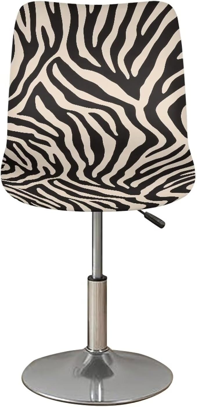Zebra Stripes Print Bar Stool Chair Covers, 2 Pack Stretchable Non Slip Bar Stool Covers with Backs Decorative High Mid Low Swivel Barstool Covers Slipcovers - Image 2