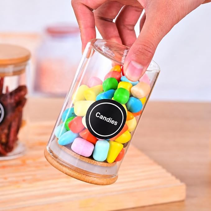 Glass Spice Jars 12 Pack with Bamboo Lids and Labels, Glass Jars, 8.5 oz Airtight Glass Jars for Spices, Herbs, Salt, Pepper, Coffee & Tea, Clear Kitchen Pantry Storage - Image 6