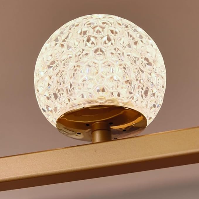 ORANOOR LED Gold Chandeliers, 47in Dimmable Modern Chandelier Pendant Light | Linear Ring Globe Pendant Lights Fixtures Gold Dining Room Light Fixture Ceiling Hanging for Kitchen Island Dining Room - Image 9