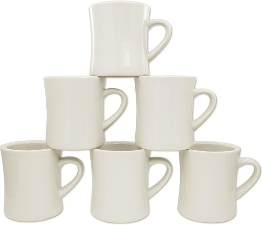COLETTI Diner Coffee Mugs — Restaurant Coffee Mugs, Retro Coffee Mug – Sturdy & Heavy Diner Mug – Nostalgia in Every Sip [Cream, 11 oz, Set of 6] by COLETTI