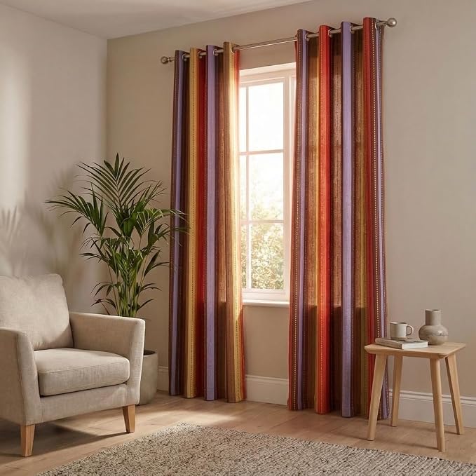 Urban Villa Cotton Grommet Curtains 52x84 (2 Panels) Red Stripes - Image 7