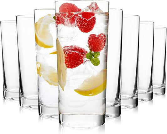 Highball Glasses Set of 8, 16oz Tall Drinking Glasses, Water Glass for Kitchen, Tom Collins Glasses, Mojito Glass Cups, Cocktail Glasses for Bar Glassware by PureGlassPureStyle