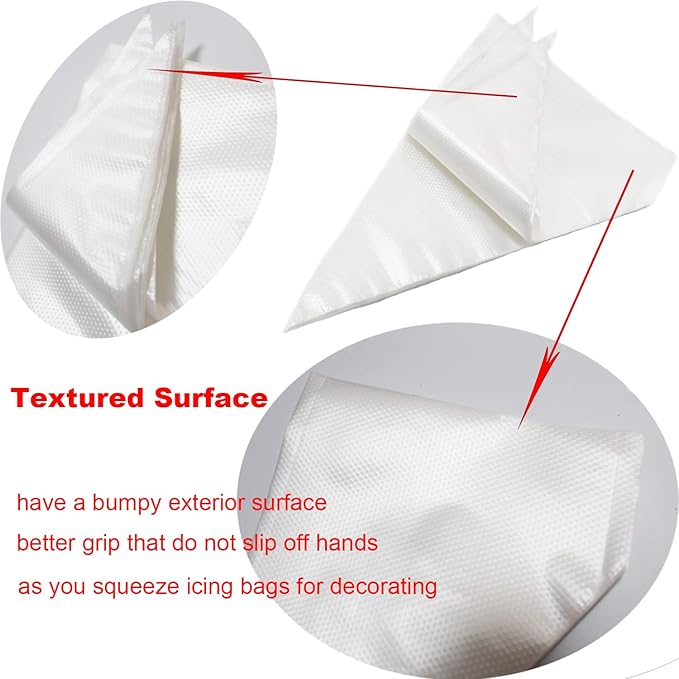 Piping Bags and Tips Set,109pcs Cake Decorating Kit with 100pcs Disposable Icing Pastry Bags, 6 Different Icing Bags Tips, 1 Piping Bag Coupler and 2 Frosting Bags Ties
