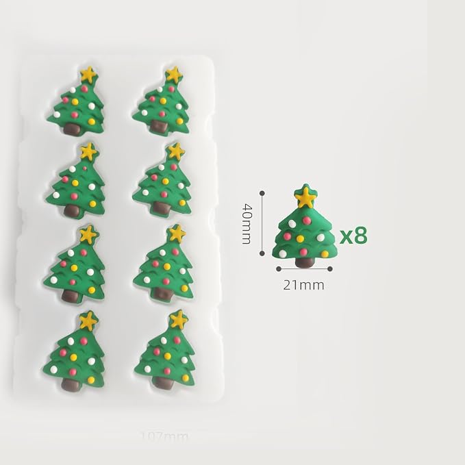 Edible Christmas Themed Sugar cake decorations, Christmas Tree cupcake toppers, perfect Icing Cookies decro for Gingerbread House, Cupcakes, Cake, Macaron, Cookies, and Cakecicles - Image 2