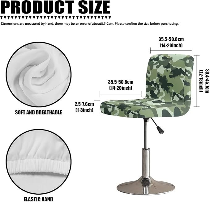 Green Camouflage Soft Bar Stool Slipcovers Non Slip Waterproof Bar Stool Chair Covers with Elastic Band for Dining Room Chairs - Image 7
