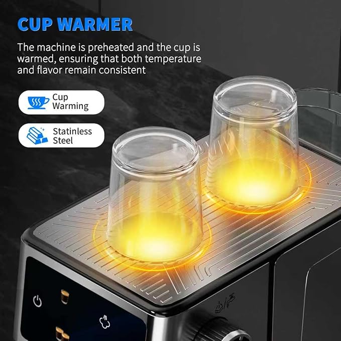Espresso Machine, 20 Bar Cappuccino Machines with Milk Frother for Home, Compact Espresso Maker & Stainless Steel Coffee Machine for Cappuccino, Latte, Cold Brew, Silver