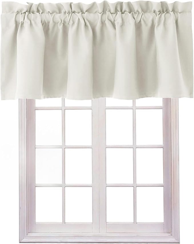 Hiasan Valance Curtains for Kitchen Blackout Thermal Insulated Solid Window Curtain Valance, Ivory, 42 x 18 Inches, 1 Panel by Hiasan