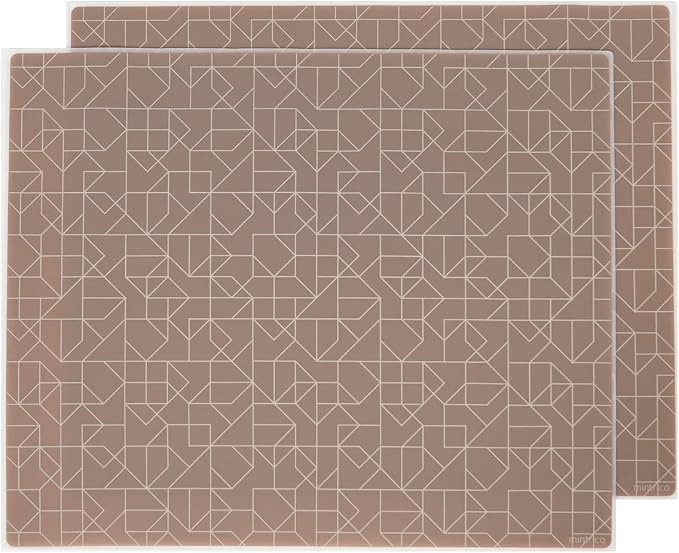 Mintrico placemat for Dining Table Set of 2 Silicone Heat Resistant Non Slip (Brown) by Mintrico