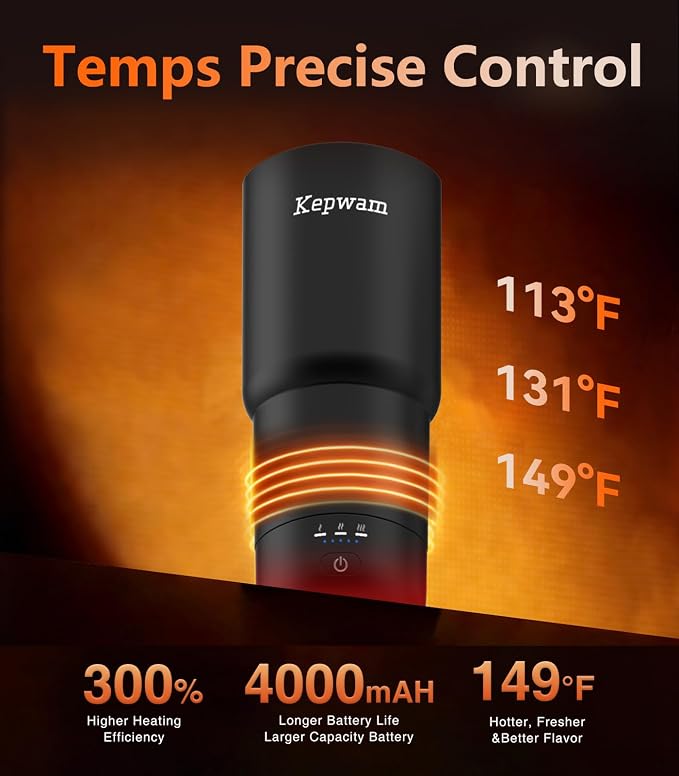 Kepwam Heated Coffee Mug Rechargeable T3, 20oz Self-Heating Travel Mug for Coffee with 1℉ Precise Temperature Control & App, Portable Cup Warmer for Outdoor & Car (Fits Cup Holders) - Image 2