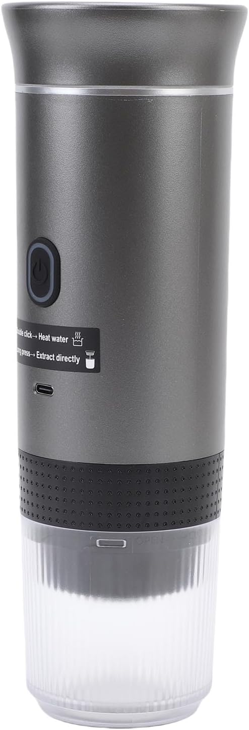 Keenso Portable Capsules Coffee Maker ABS 304 Stainless Steel Portable Coffee Machine 72W 120mL 20 Bar USB C Heated Brewing for Travel Office Camping Ground (Gray) - Image 4