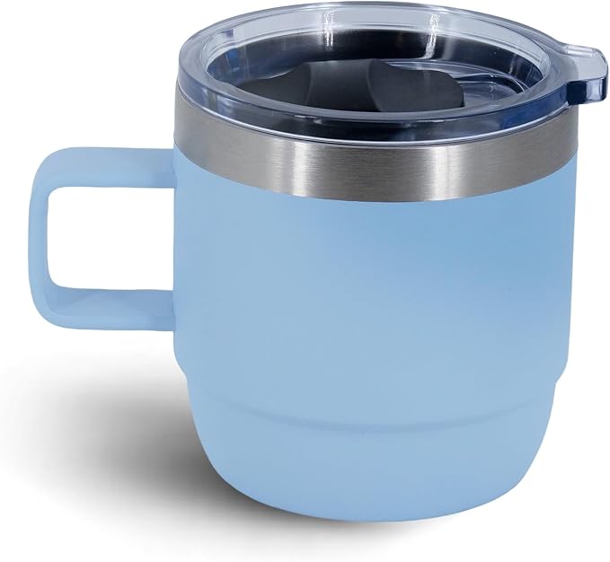 10 oz Stackable Mug, Stainless Steel cup with handle, Vacuum Insulated Espresso/Coffee Mug, shot Glass Set for 1-Piece Set for Coffee, Spirits, Wine, Tea - Sky Blue - Image 7