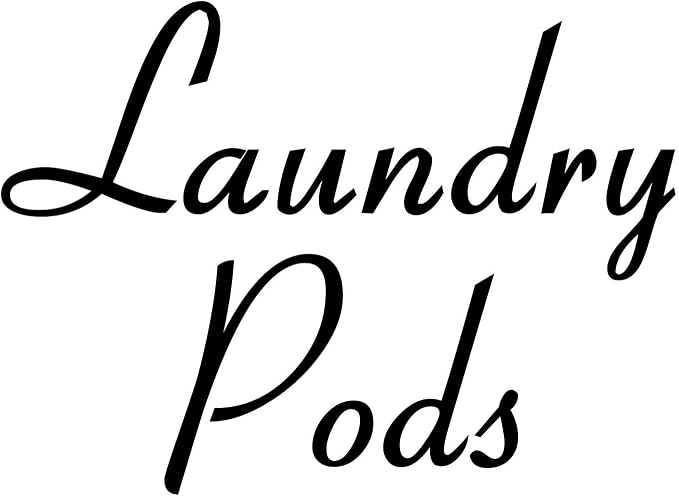 Laundry Pods 4.5w x 3.25h Label | Laundry Room Organization | Die Cut Vinyl Decal | Black Retro Font (Sticker Only) by MinglewoodTrading