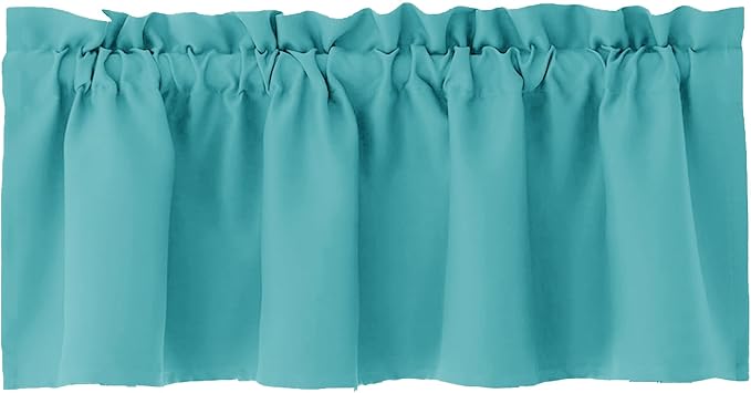 Hiasan Blackout Valance Curtains for Solid Room Darkening Rod Pocket Valances for Windows, 60 x 18 Inches Length, Turquoise, 1 Panel - Image 7