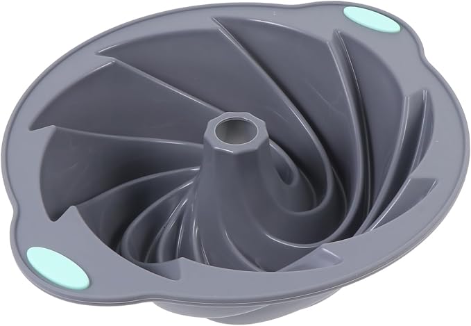 1pc Silicone Baking Sheet Non-stick Round Spiral Cake Mold for Diy Baking Oven Microwave Safe Light Grey by HOLIDYOYO