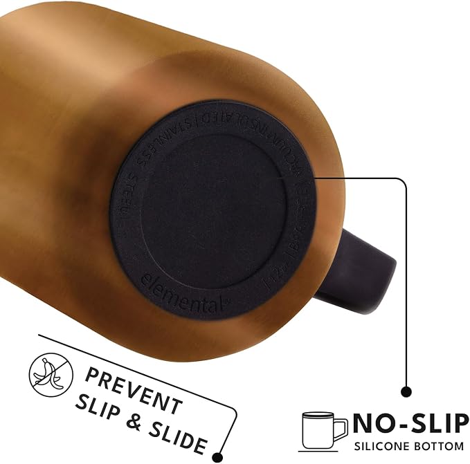 Elemental Insulated Coffee Mug - Triple-Wall Stainless Steel Summit Travel Cup for Hot and Cold Drinks - Thermal Coffee Mug with Lid and Handle for Camping, Office & Travel 16oz - Copper - Image 4