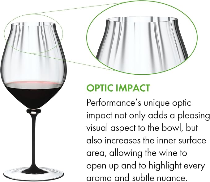 Riedel 4884/67 D Fatto A Mano Performance Pinot Noir Wine Glass, 29 oz, Clear, Black Stem - Image 2