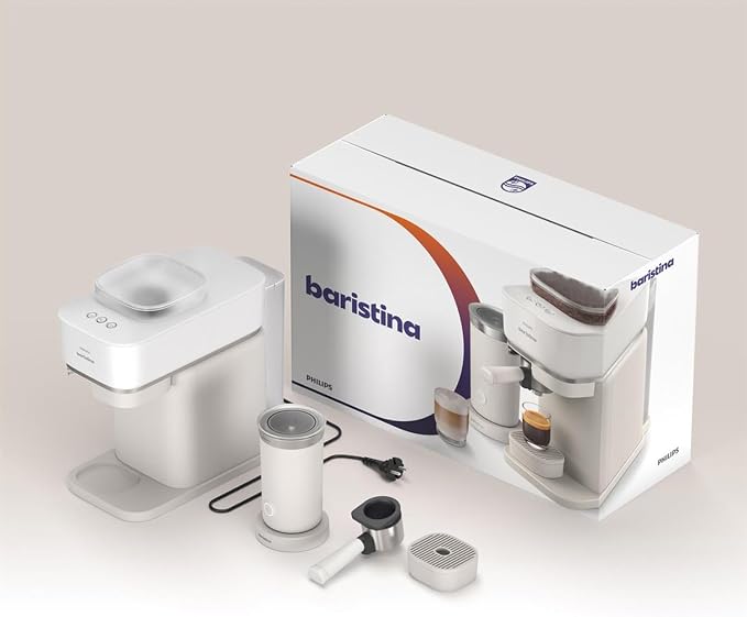 Philips Baristina Espresso Machine+Milk Frother Bundle. Real espresso. Compact coffee machine,portafilter, grinder, Cafe Crema. Dairy & Non-Dairy Milk foam​. Hot & Cold. Easy Clean. White (BAR303/00) - Image 10