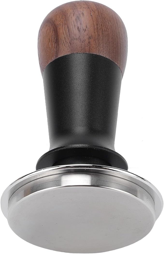 Walnut Wood Coffee Tamper with Stainless Steel Base, 58mm Precision Ground Coffee Tamper for Cafe & Home Brewing