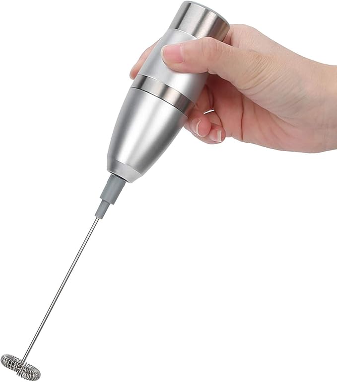 Acouto Electric Milk Frother Stainless Steel Electric Milk Frother Egg Beater Automatic Glass Mixing Cup Kitchen Tool Handheld Drink Mixer Coffee, Latte, Matcha - Home & KitchenKitchen