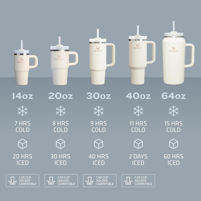 STANLEY Quencher H2.0 Flow State Tumbler, 30 oz, Cream Royal | Handle and Straw | 3-Position Lid | Cup Holder Compatible for Travel | Insulated Stainless Steel Cup | BPA-Free - Image 5