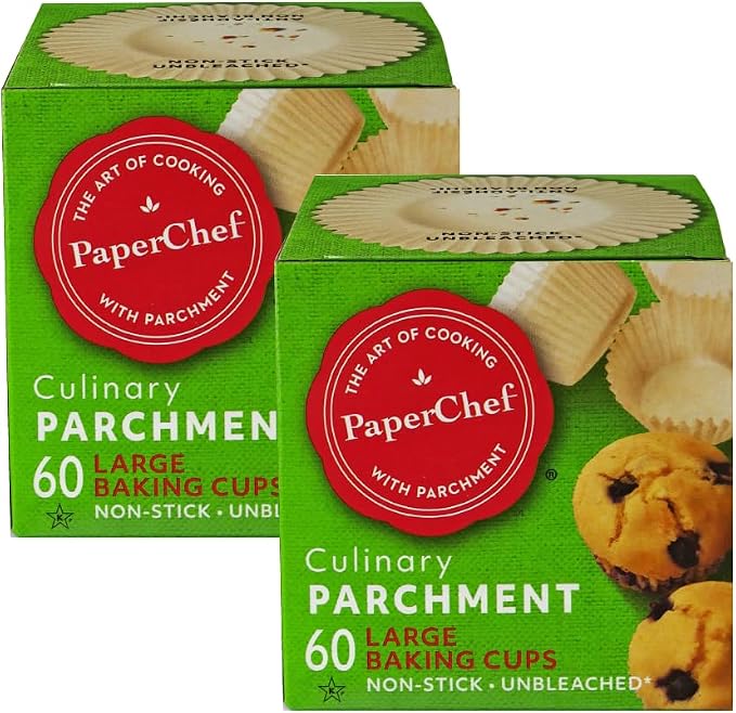 Large Parchment Baking Cups Nonstick Release 60 Count 2 Pack | Easy Release, Non-Stick, Unbleached & Compostable – Perfect for Muffins & Cupcakes by PaperChef