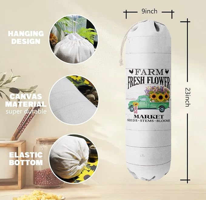 Grocery Bag Holder Organizer, Wall Mount Storage Container Dispenser - Farmhouse Kitchen Gifts for Mom, Housewarming, Family, Friends, Women, Grandma - Image 3