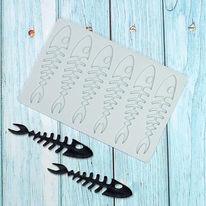Lobster Shape Lace Silicone Mold Chocolate Candy 3D Hollow Fishbone Candy Mold Food Cooking Meals Decorations Fondant Mold Polymer Clay Molds (B_6.4x4.36x0.12inch)