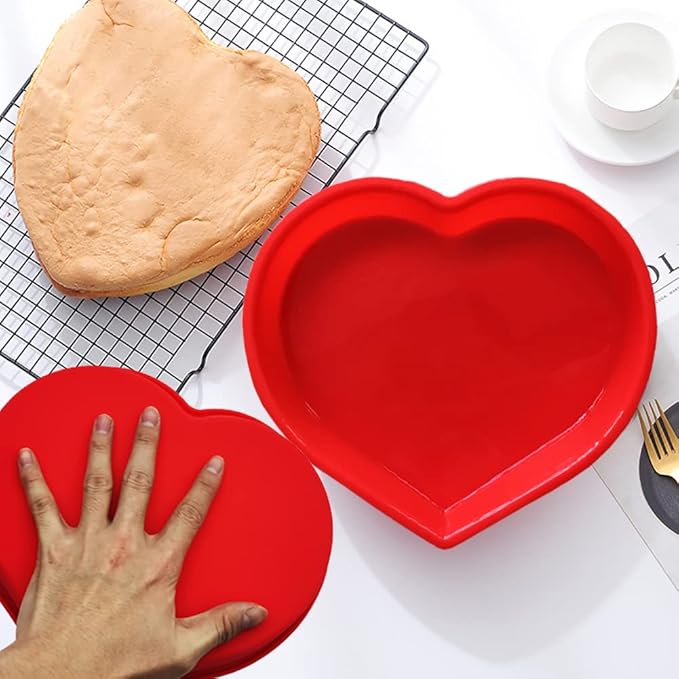 Large Heart Silicone Cake Pan Mold Easy Release Chocolate Mold Cake Trays for Valentine's Day Mousse Cake Baking, French Dessert, Jello, Pastry, Brownie, Ice Cube, Soap