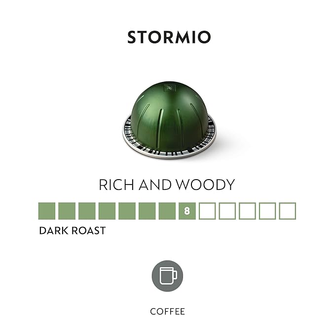 Nespresso Capsules Vertuo, Stormio, Dark Roast Coffee, 30-Count Coffee Pods, Brews 7.8oz.