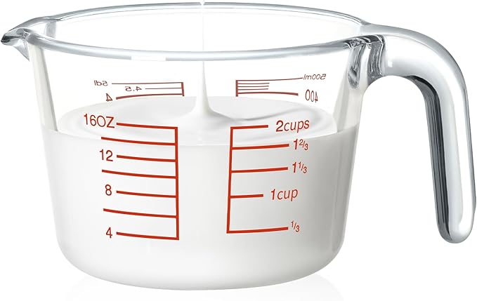 NUTRIUPS High Borosilicate Glass 2 CUP Measuring Cup, Glass Measuring Beaker with Multiple Measurement Scales, Easy to Read (2 CUP)