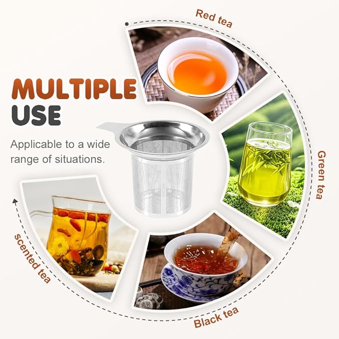 Stainless Steel Tea Infuser Strainers, 2025 New Loose Leaf Tea Filter, Ultra-Fine Mesh Filter Cup, Large Capacity Reusable Cup Filter, For Brewing Loose Leaf Tea And Coffee (3 PCS)